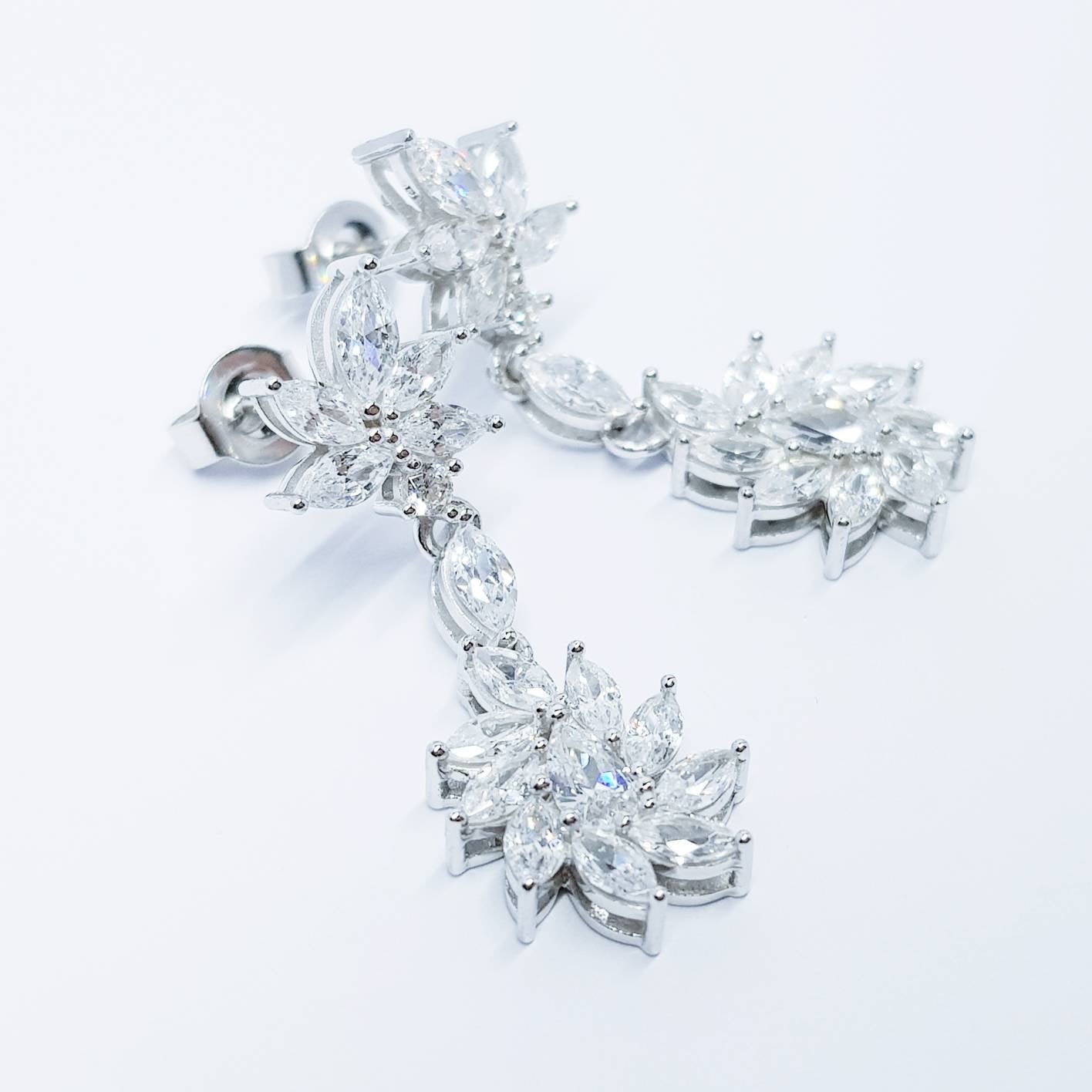 Bridal Diamond Earrings, chandelier Earrings, vintage drop Earrings,