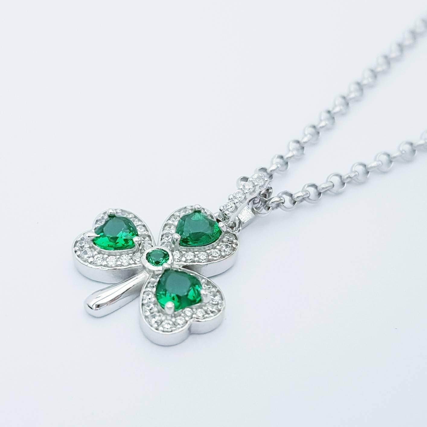 Sterling Silver Shamrock pendant, gold plated shamrock necklace