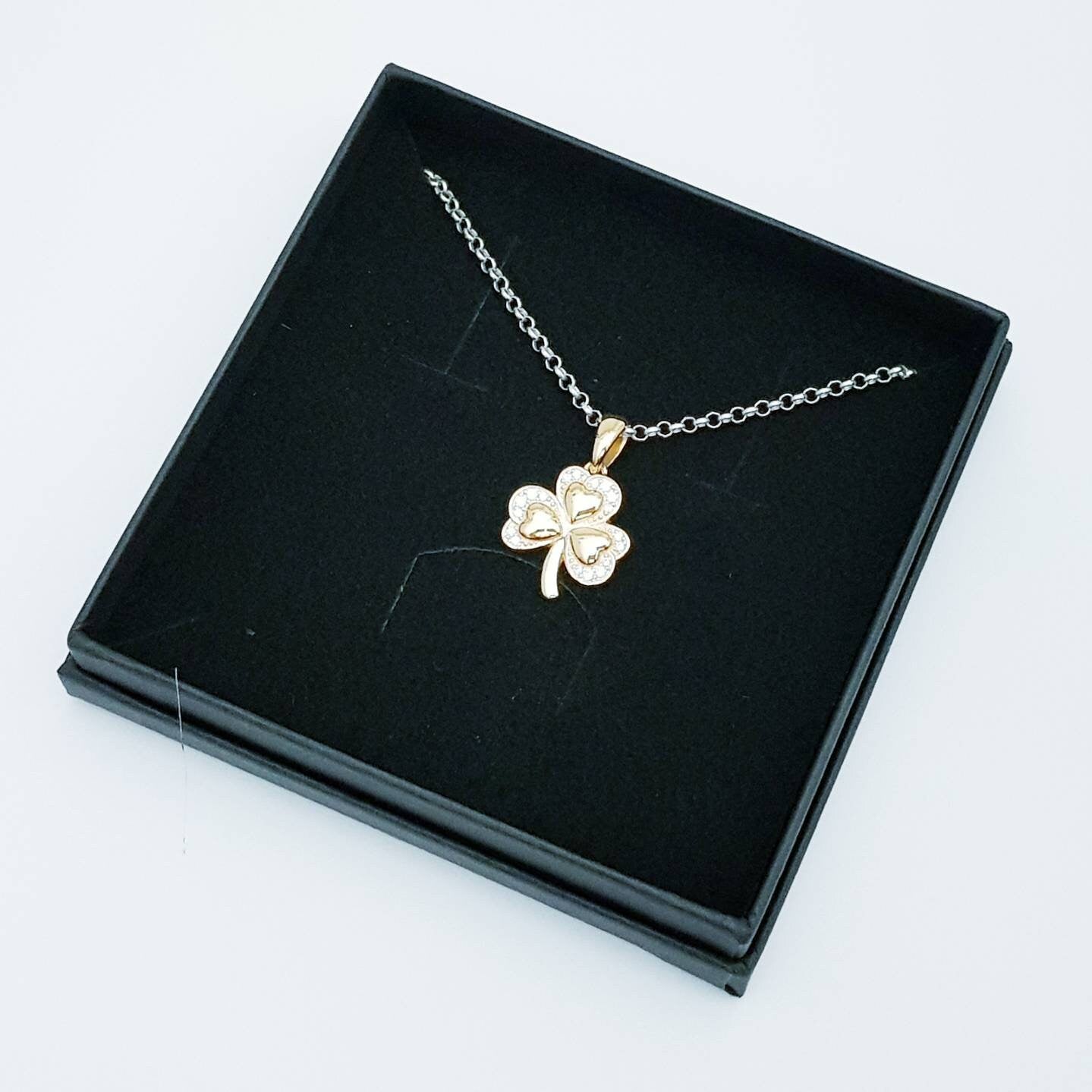Sterling Silver Shamrock pendant, gold plated shamrock necklace