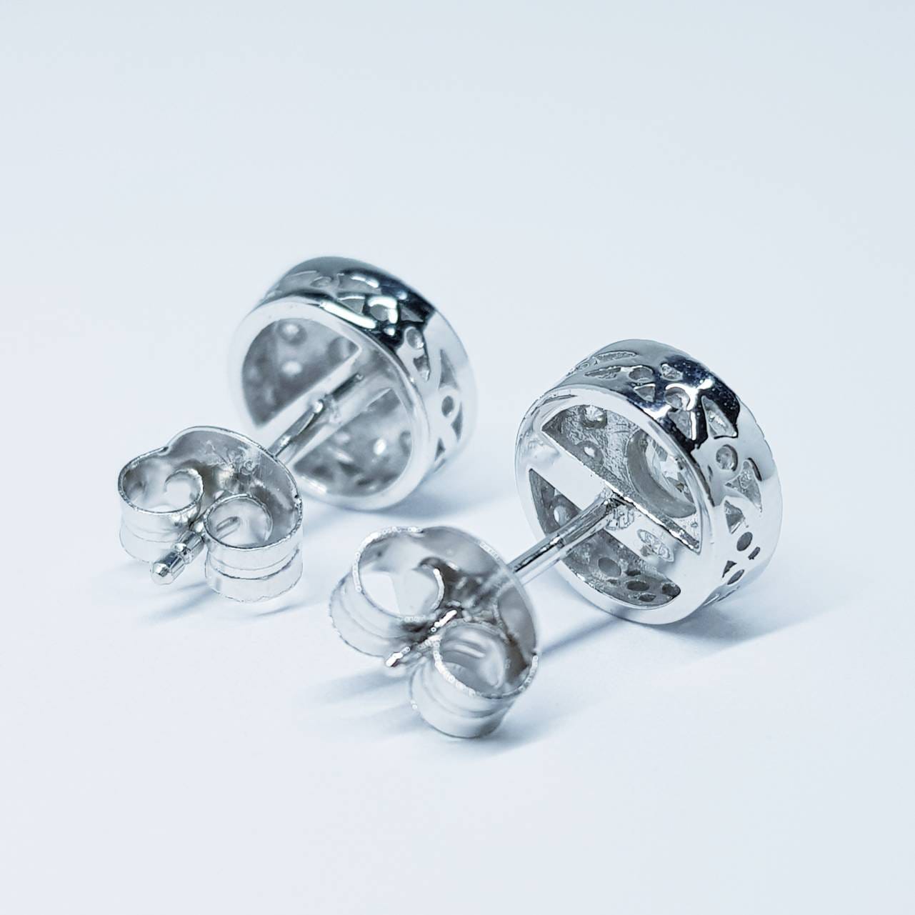 Vintage style Halo Earrings, stud earrings, gifts for women, faux diamond earrings for women with millgrain edge