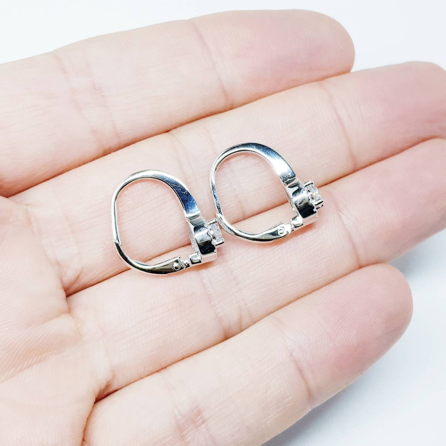 Elegant sterling silver round halo leverback drop earrings