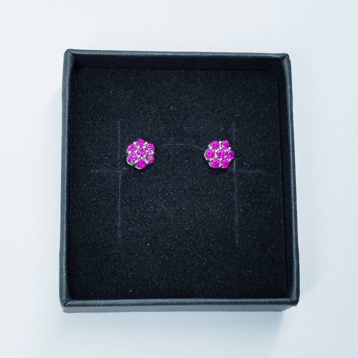 Minimal sterling silver claw set red stud earrings, small red earrings, second earrings