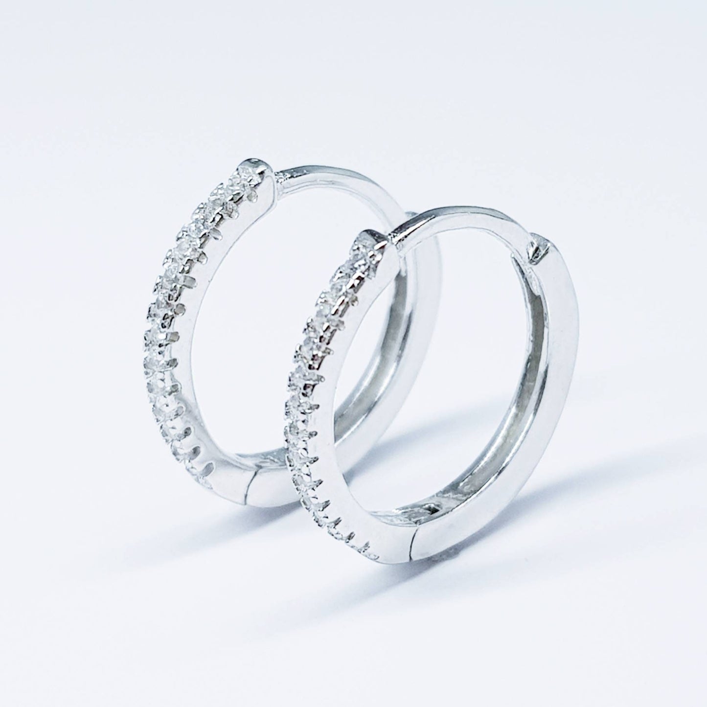 Thin hoop earrings, with removable heart charm, two earrings in one, silver Huggie earrings