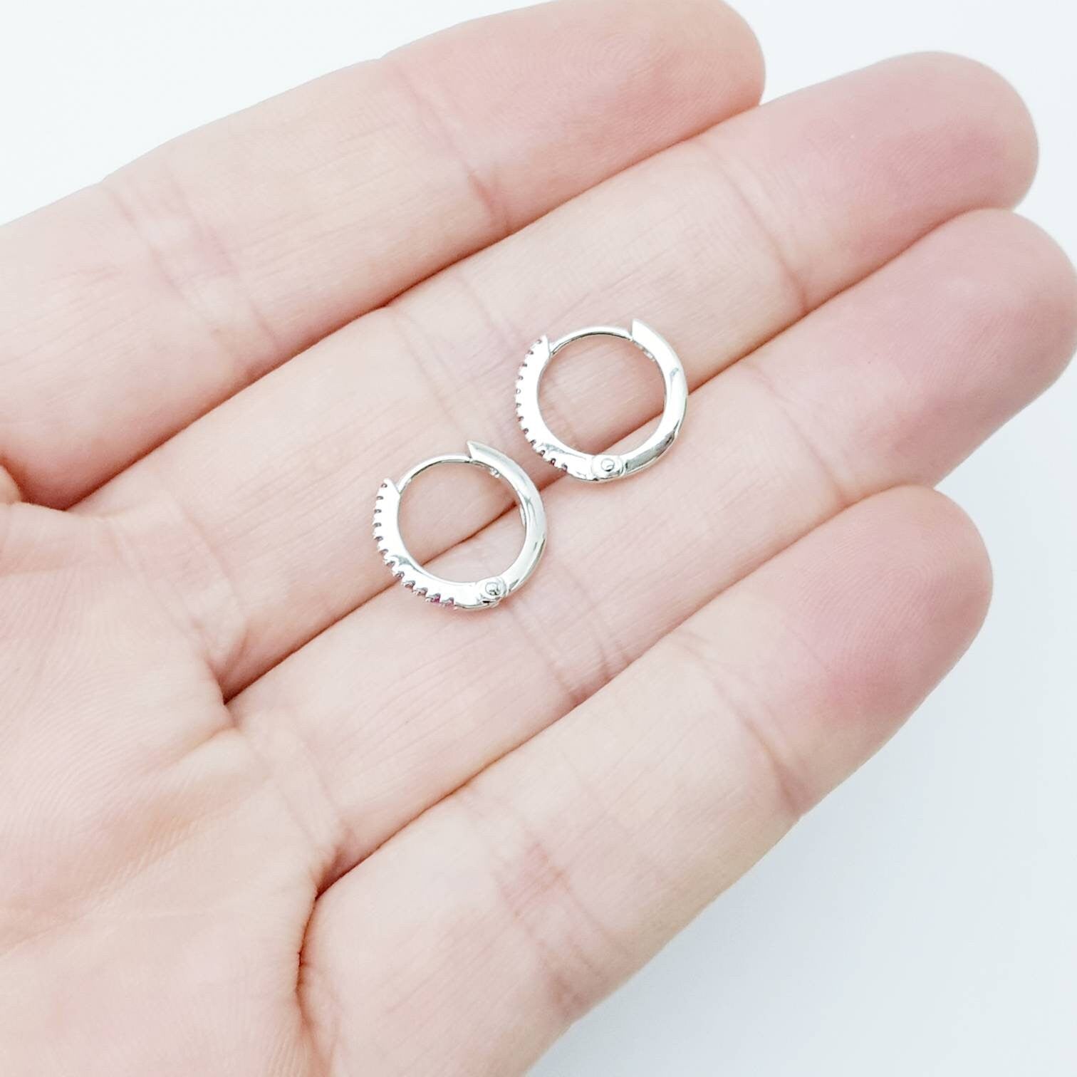 Thin hoop earrings - minimal jewelry - dainty hoops - Ruby red Huggie earrings - July earrings