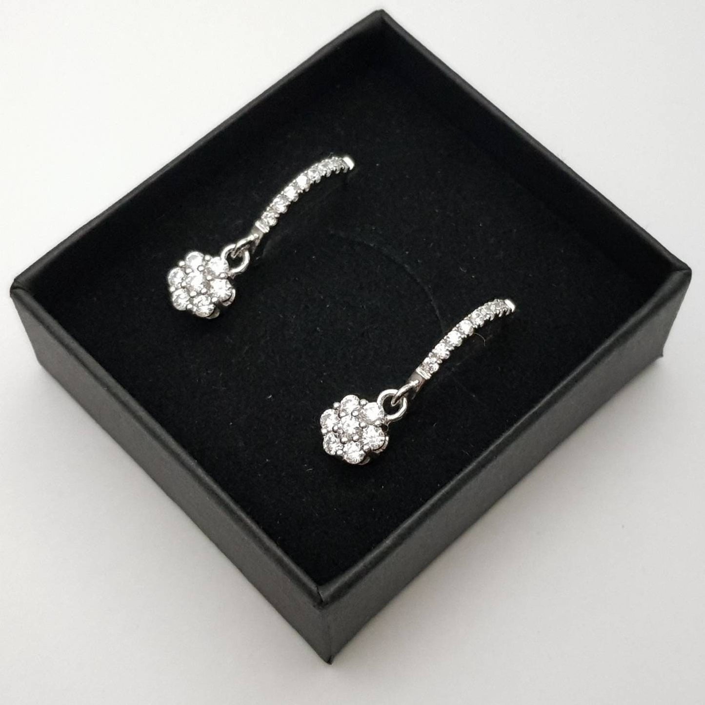 Silver drop and dangle hoop earrings, hoop earrings, classic diamond huggie earrings