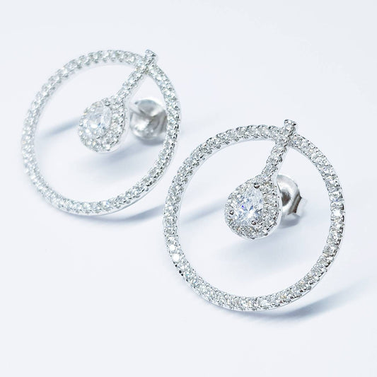 Teardrop stud earrings, modern  Earrings, silver circle stud earring