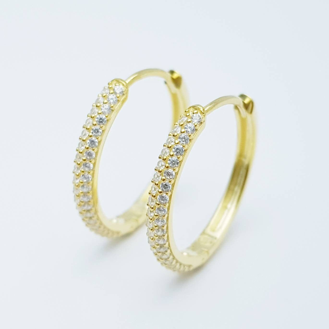 Two earrings in one, gold huggie earrings, faux diamond huggies, diamond drop lever back earrings