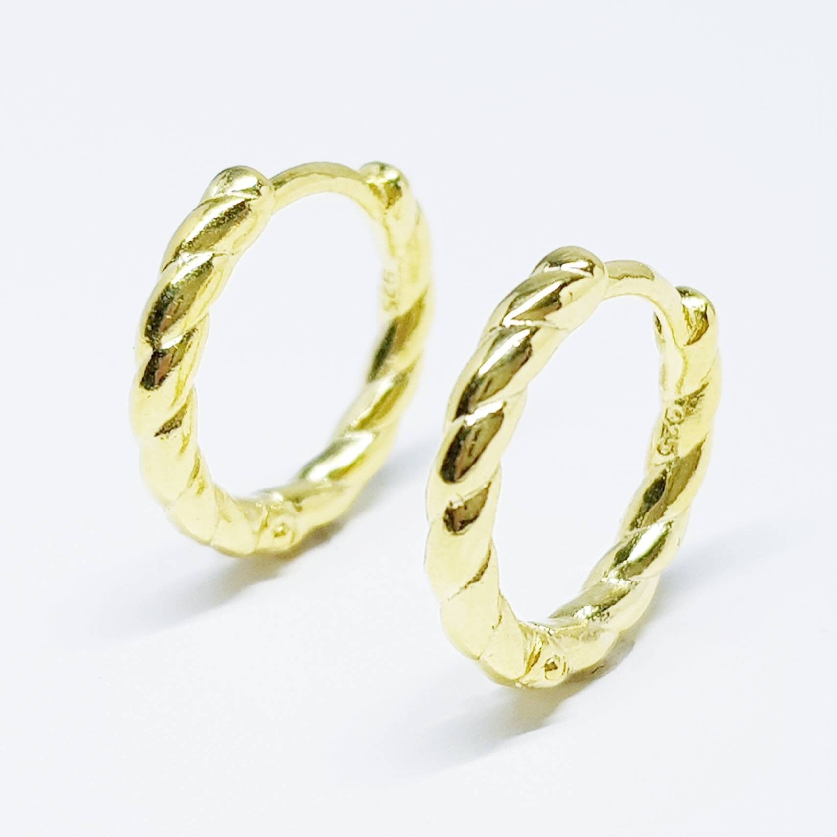 Twisted hoop earrings, silver rope huggie earrings, plain huggies