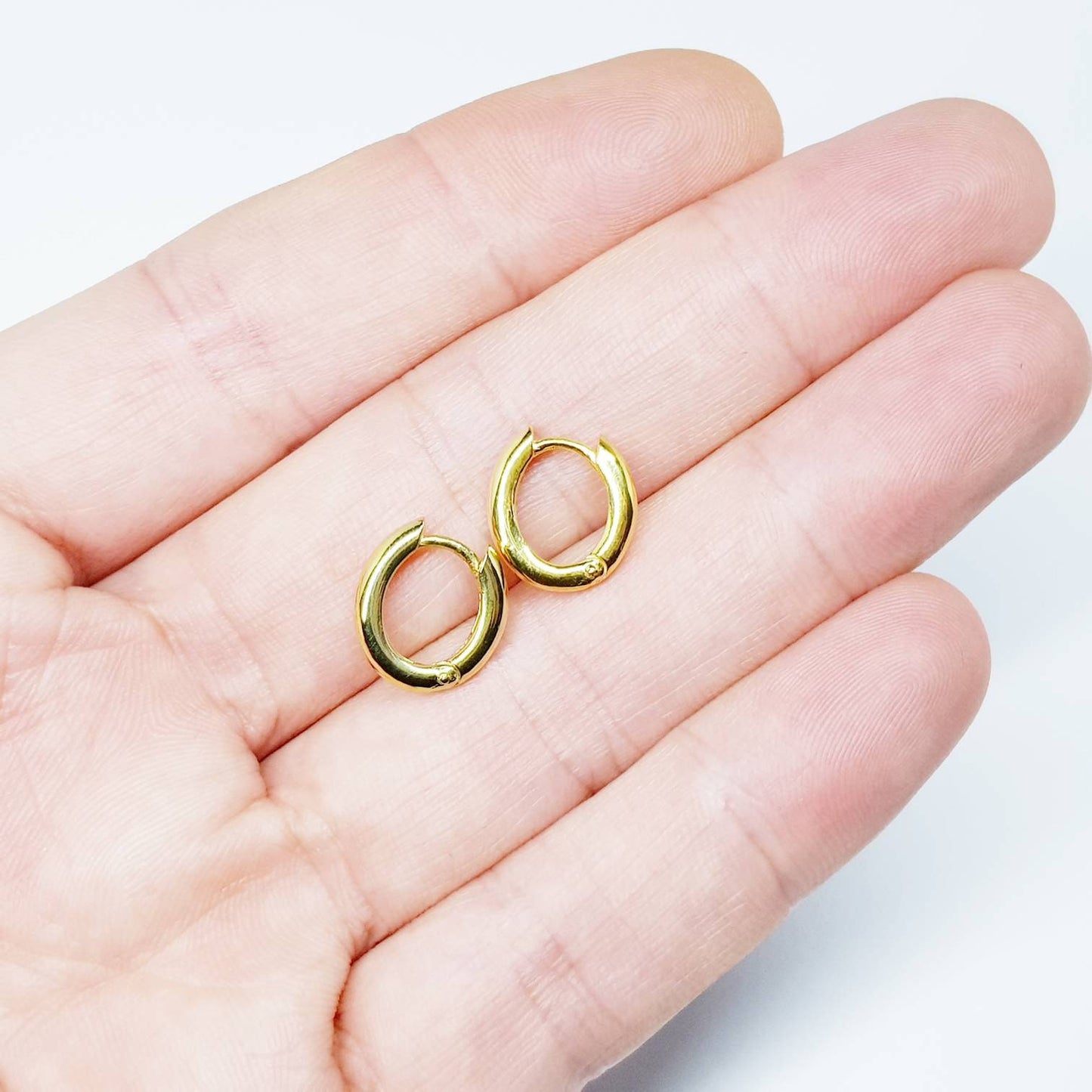 Oval plain hoop earrings, silver huggie earrings, gold plated plain huggies