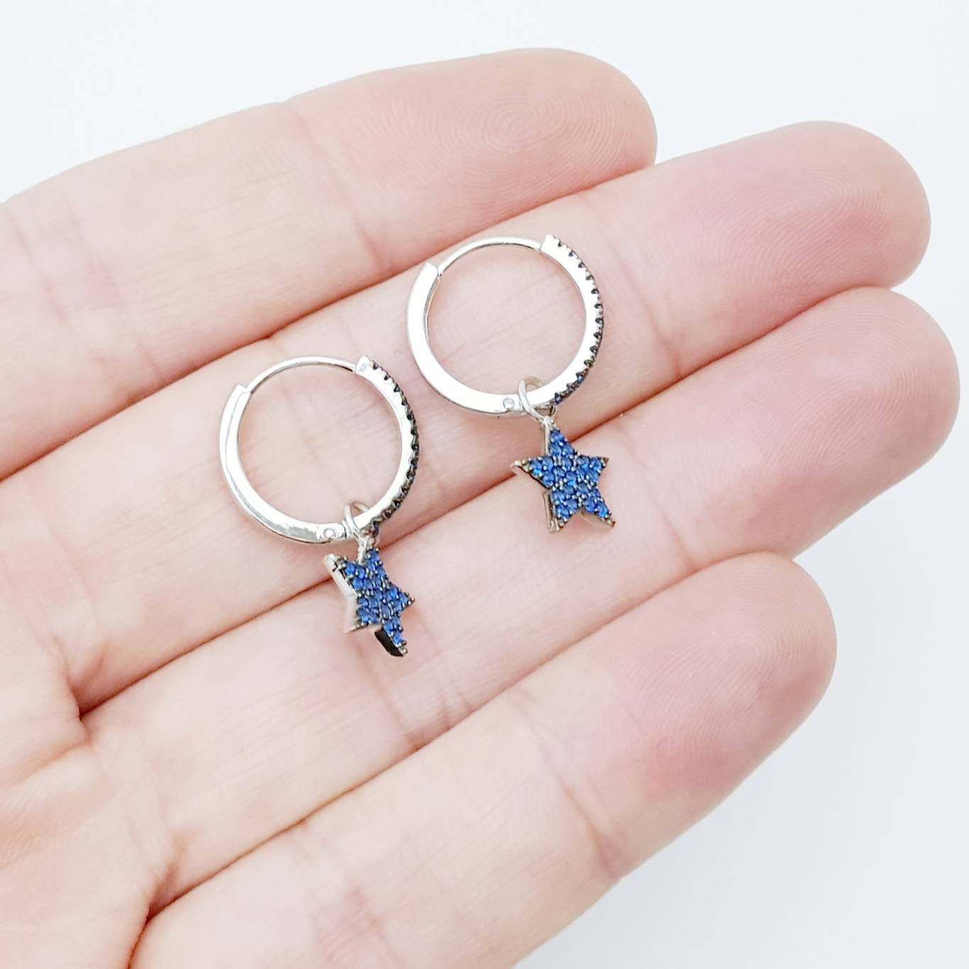 Thin hoop earrings, with removable heart charm, two earrings in one, silver Huggie earrings