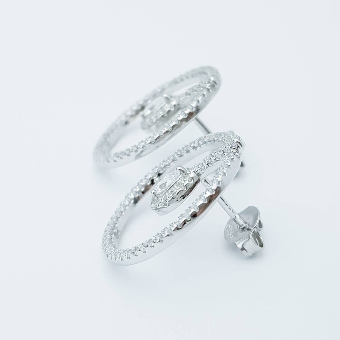 Teardrop stud earrings, modern  Earrings, silver circle stud earring