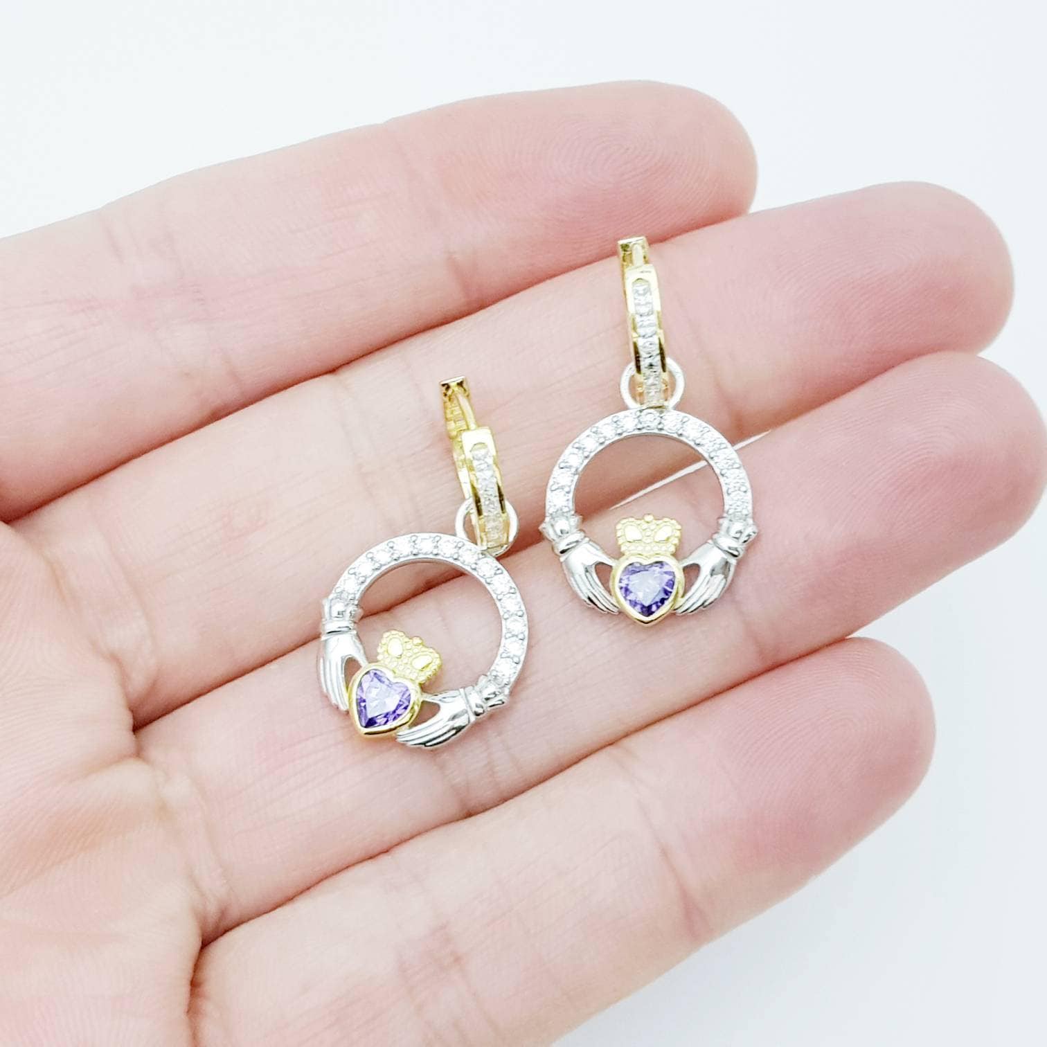 Claddagh drop Earrings, 2 earrings in 1