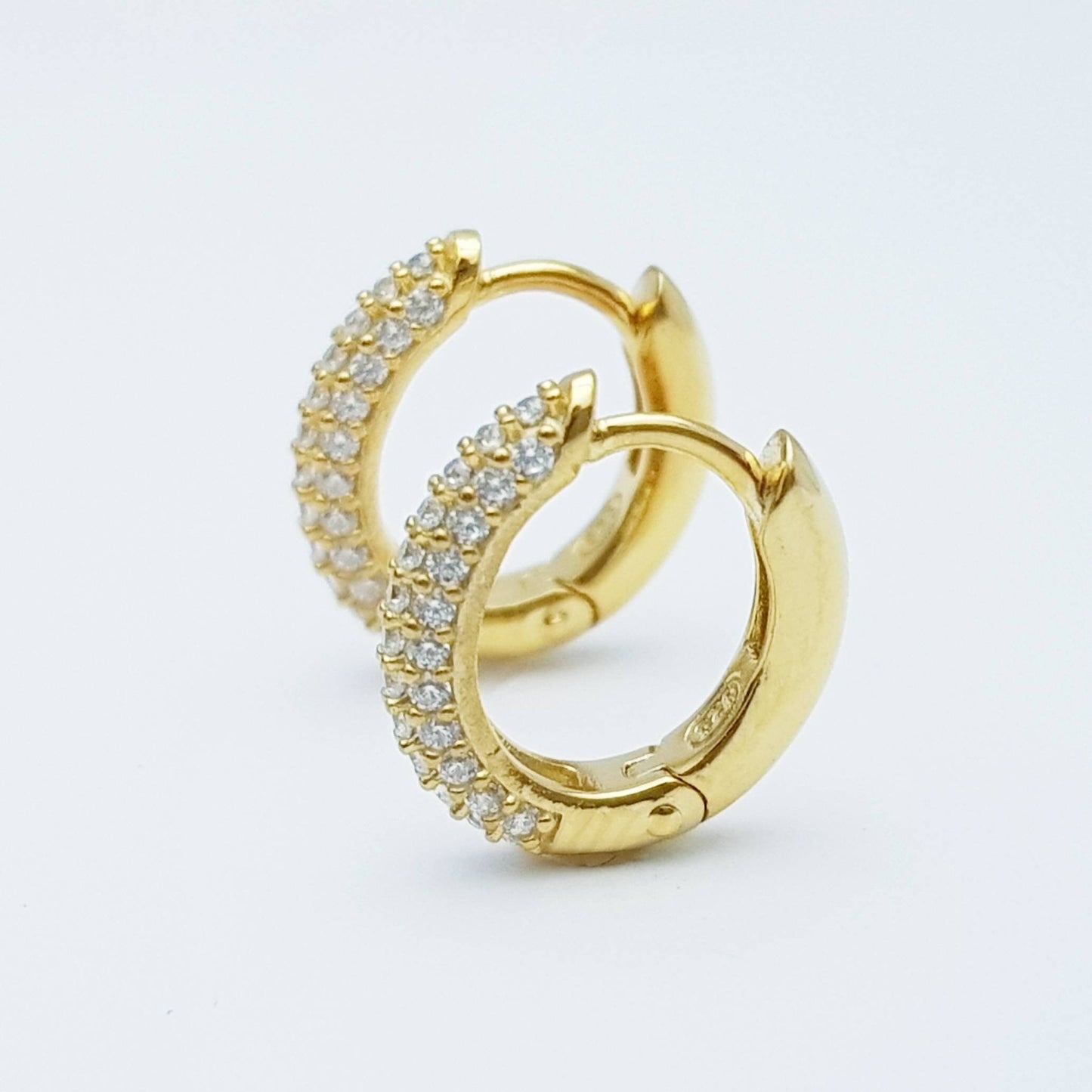 Small hoop earrings, gold huggie earrings, faux diamond huggies, elegant diamond hoop earrings