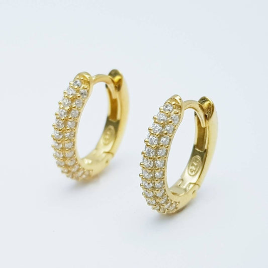 Small hoop earrings, gold huggie earrings, faux diamond huggies, elegant diamond hoop earrings