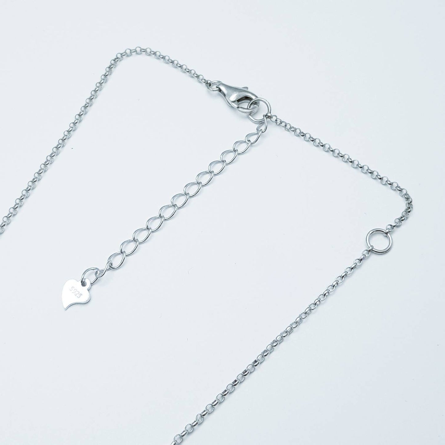 Sterling silver single stone pendant, Classic faux diamond necklace, sliding diamond chain