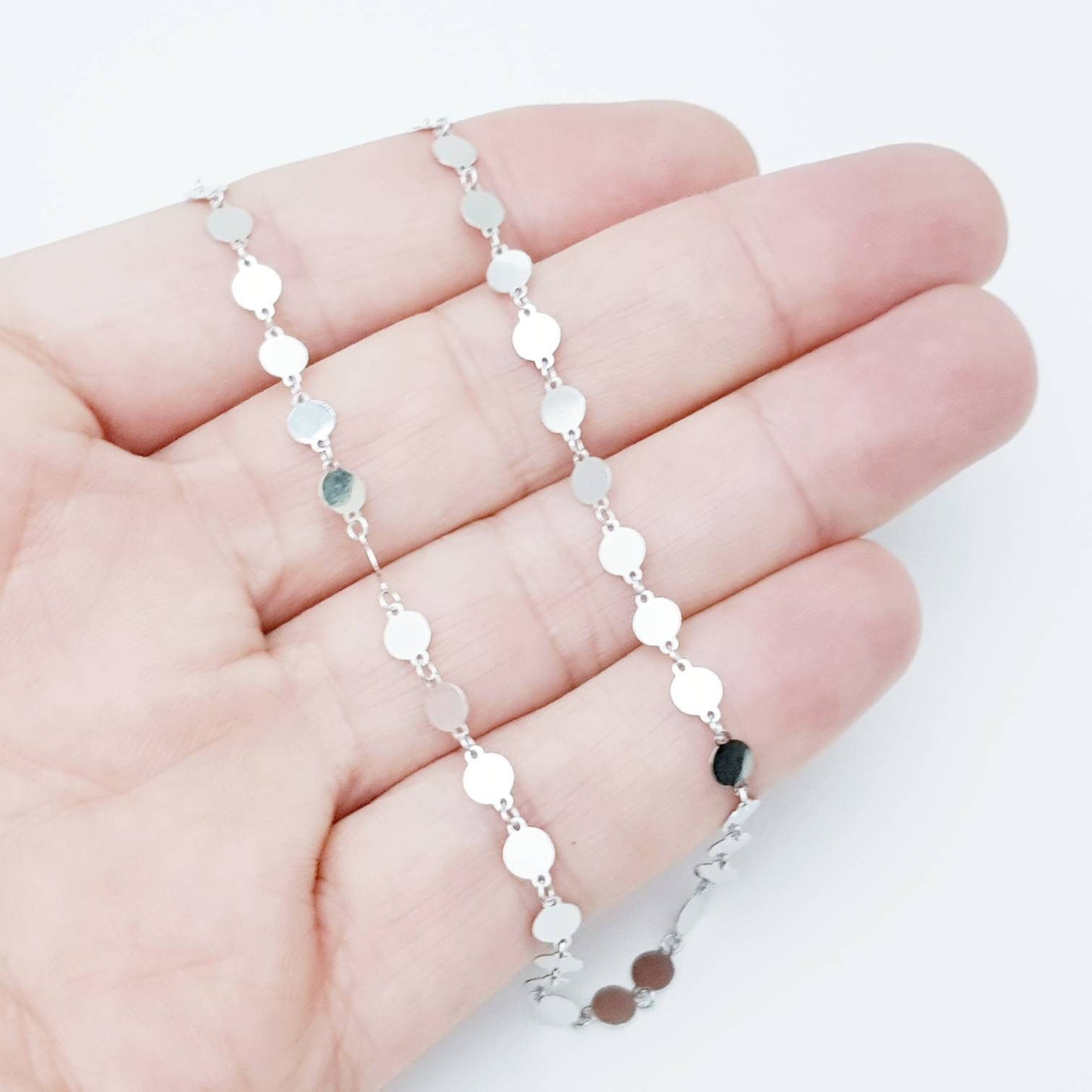 Dainty Sterling Silver necklace, shimmering layering chain necklace