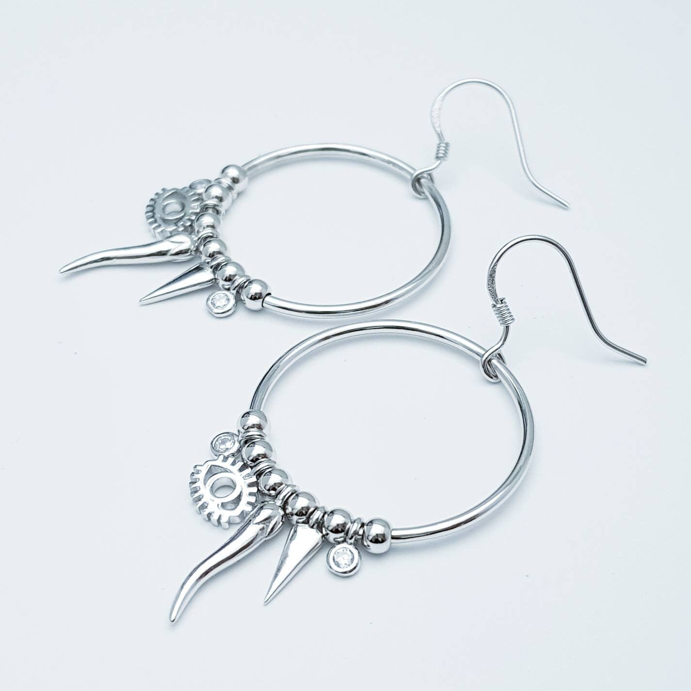 French wire hook earrings, large round unique drop earrings, evil eye boho earrings, festival earrings