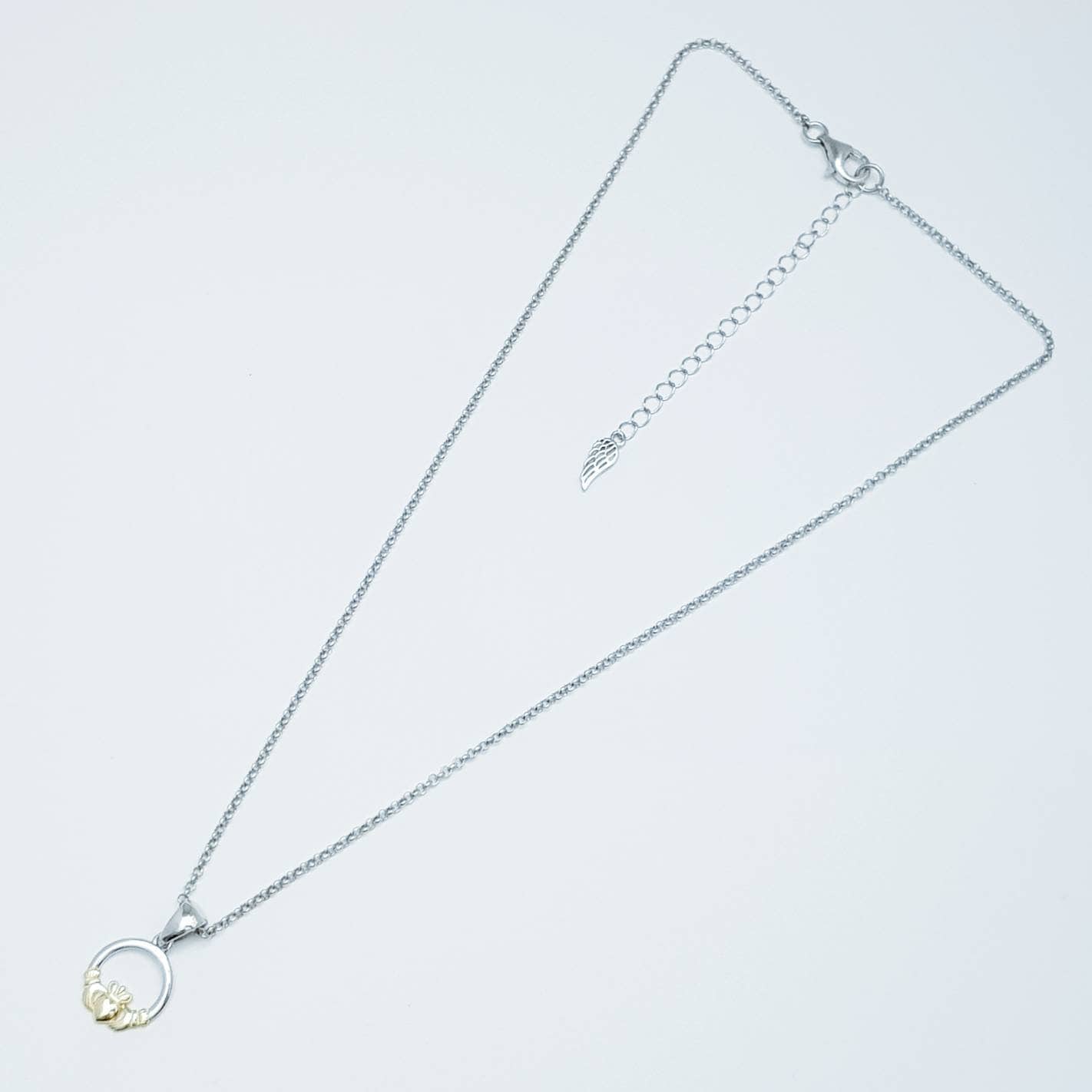 Dainty Claddagh pendant, Irish claddagh necklace from Galway, Gold and Silver claddagh necklace
