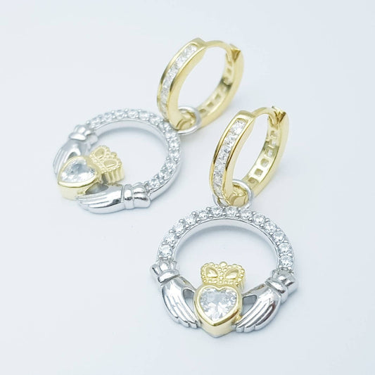 Claddagh drop Earrings, 2 earrings in 1
