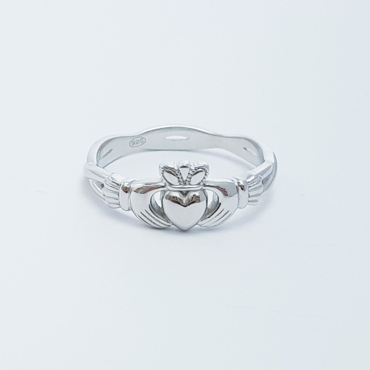 Sterling Silver Claddagh Ring with Crown & Twist Band