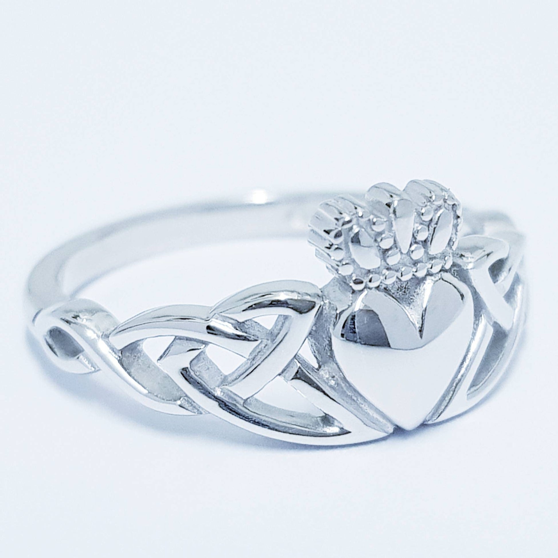 Sterling Silver Claddagh Ring with Celtic Knots
