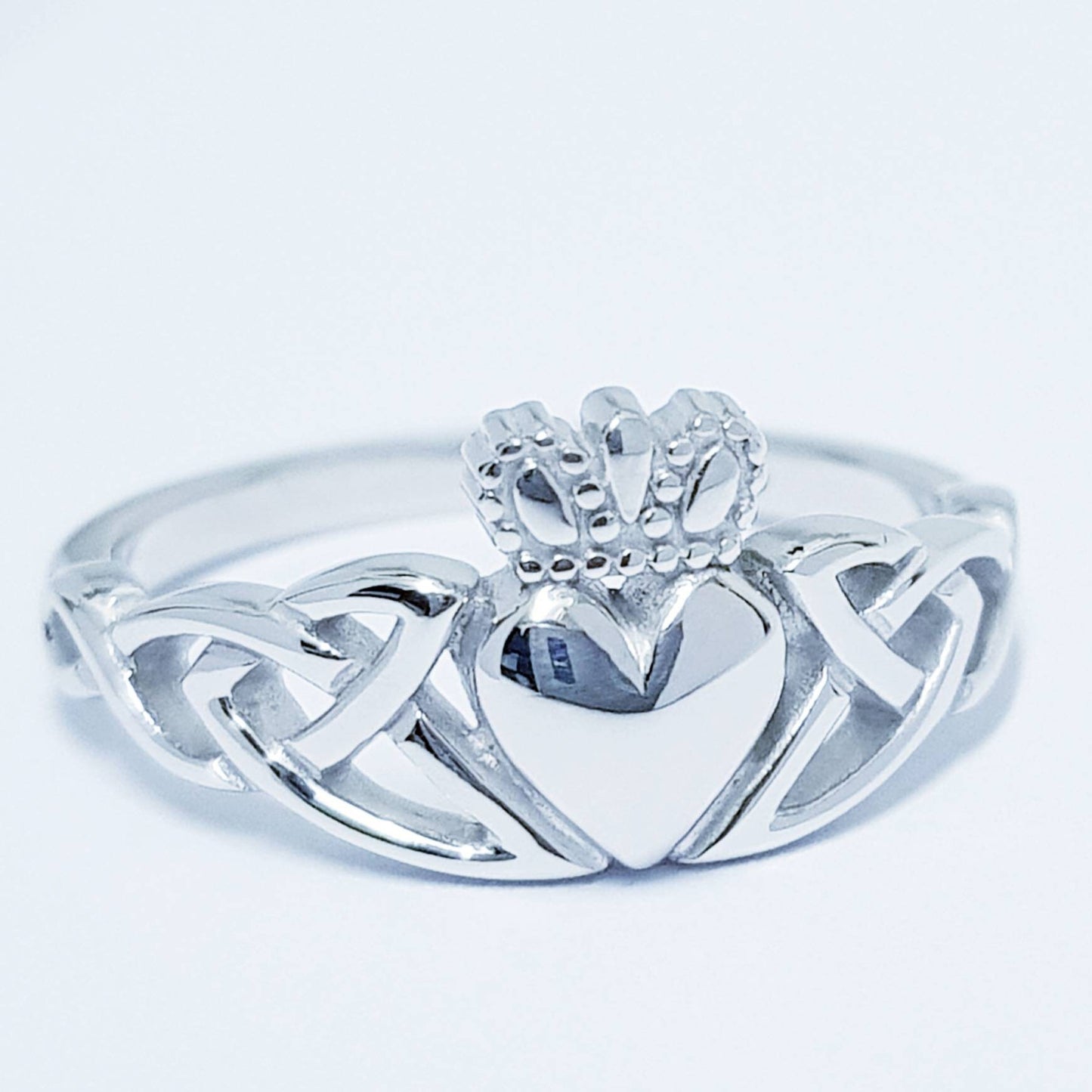 Sterling Silver Claddagh ring, Celtic Knot Claddagh Ring