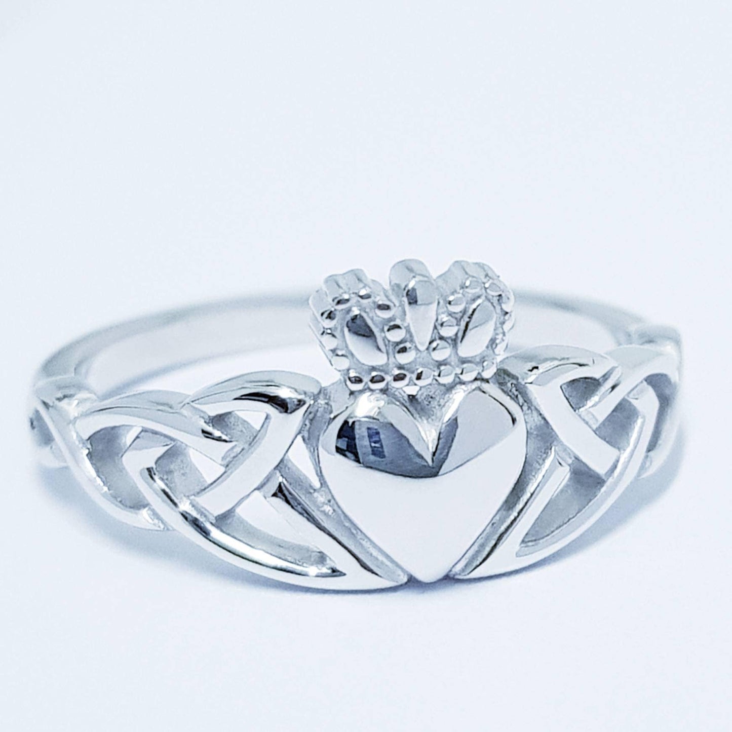 Sterling Silver Claddagh Ring with Celtic Knots