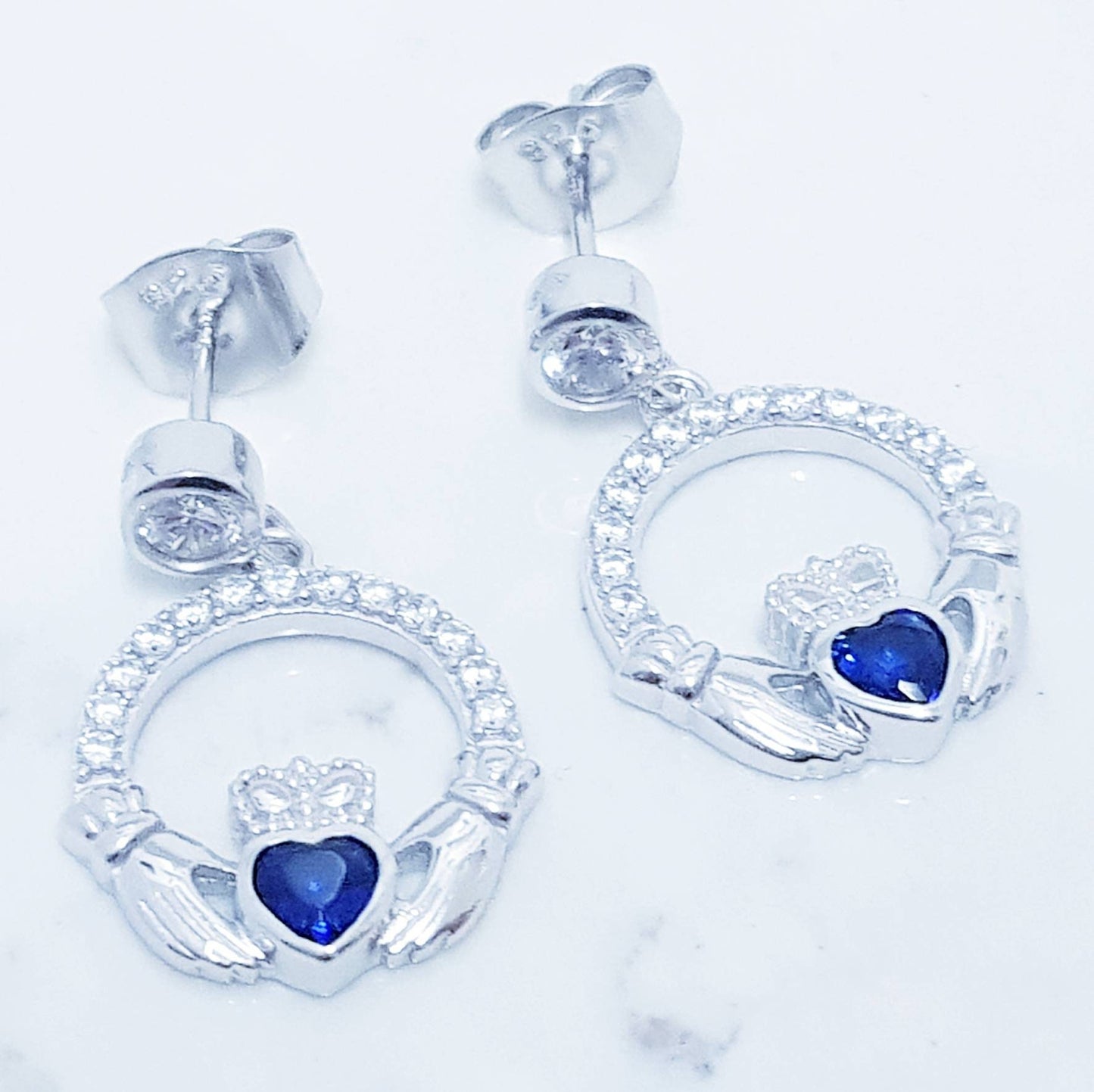 Claddagh Earrings, Silver Claddagh Earrings, Claddagh drop Earrings
