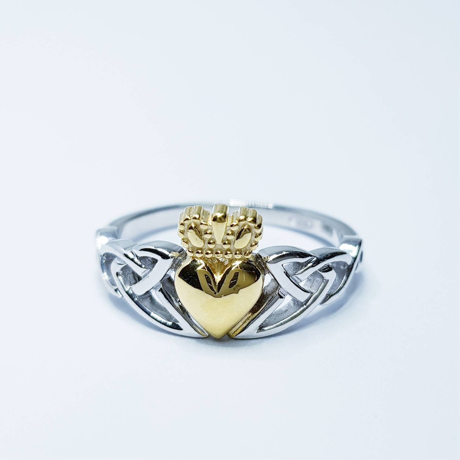 Sterling Silver Claddagh ring, Celtic Knot Claddagh Ring