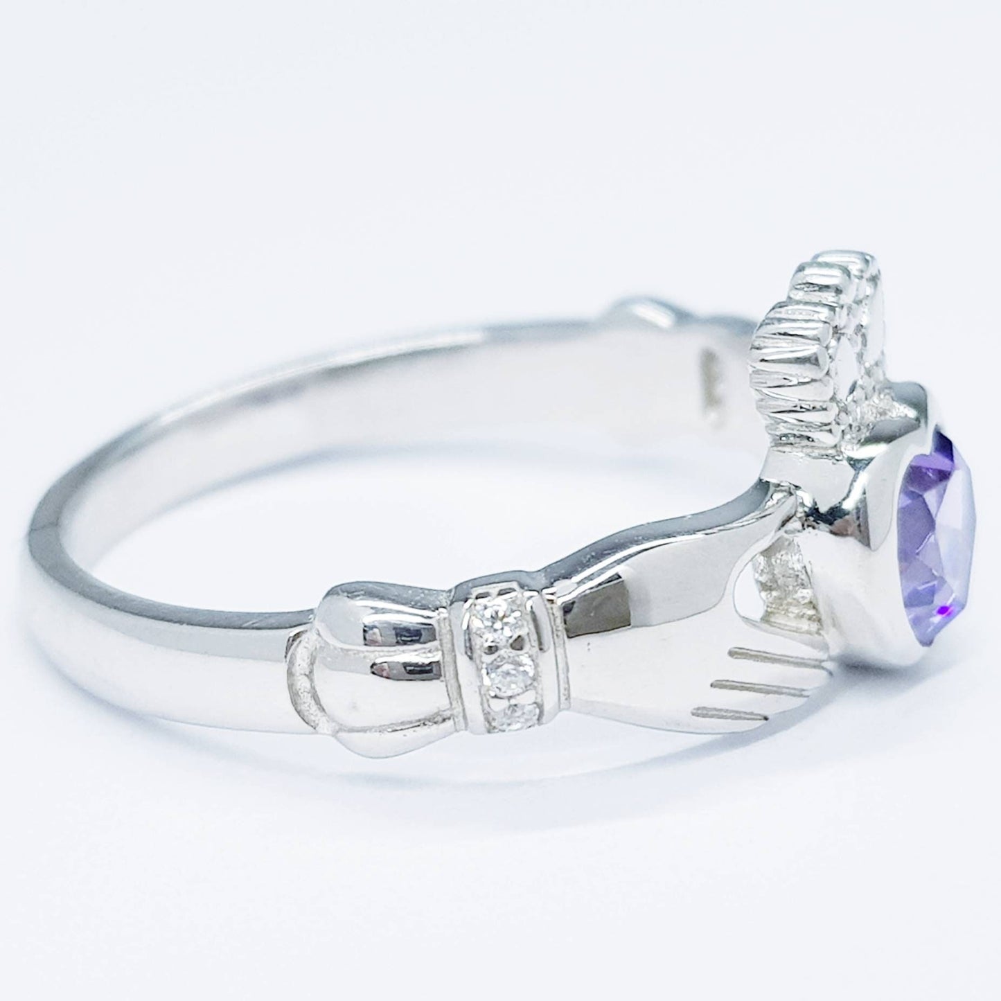 Amethyst Sterling Silver Claddagh Ring