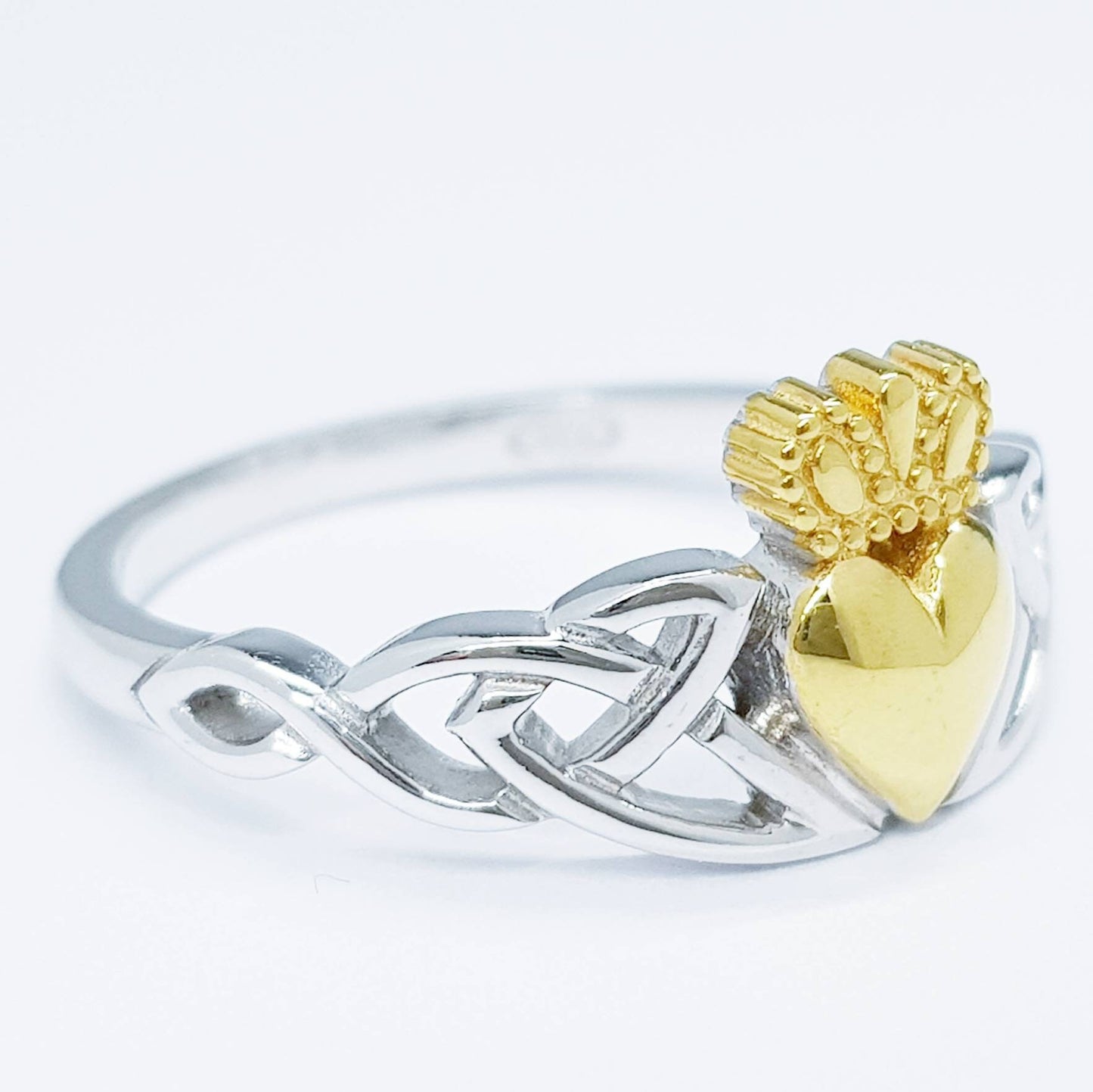 Sterling Silver Claddagh ring, Celtic Knot Claddagh Ring