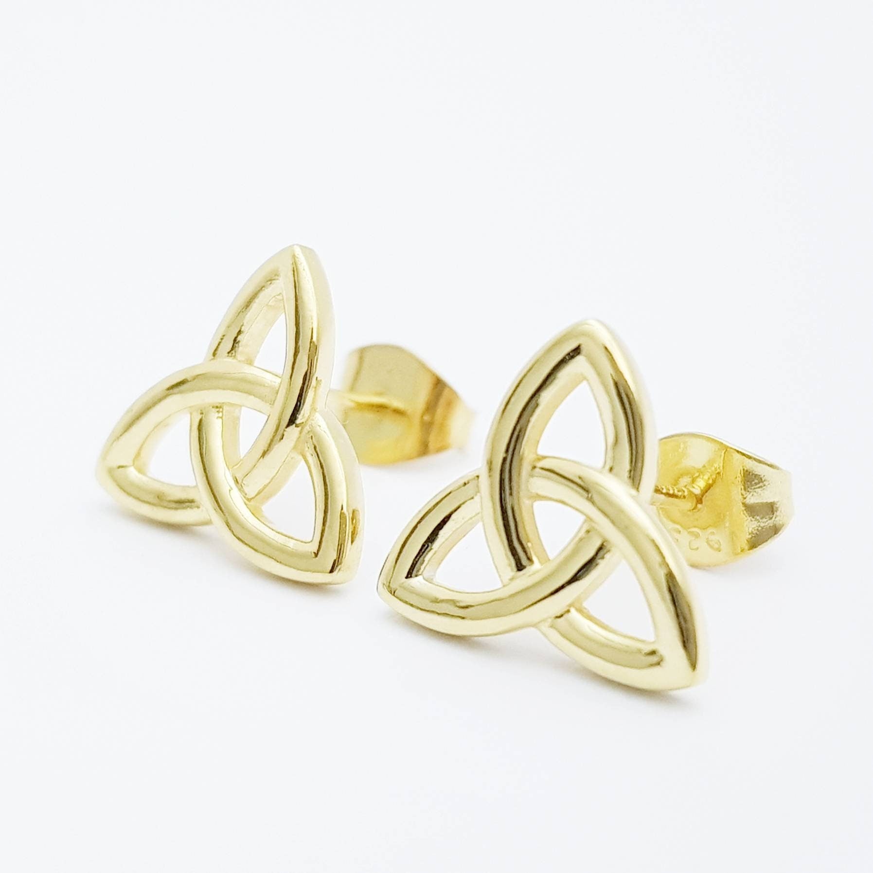 Gold Celtic knot Earrings, Celtic studs, trinity knot stud earrings, simple stud earrings