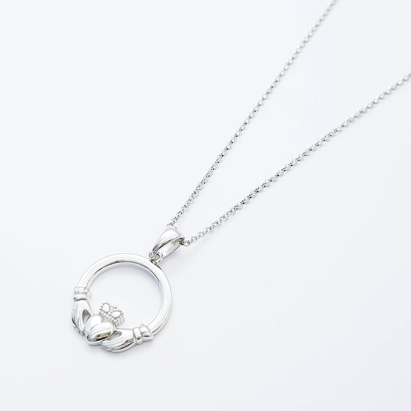 Sterling silver Claddagh pendant, claddagh necklace made in Ireland