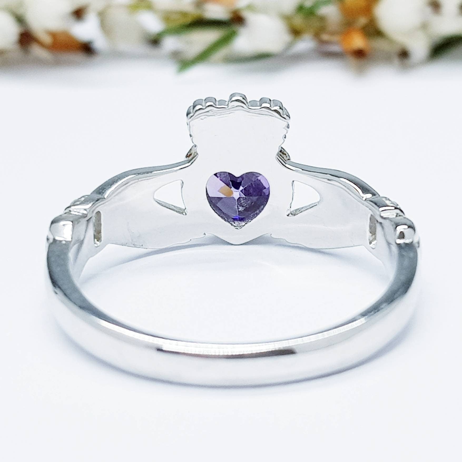 Amethyst Sterling Silver Claddagh Ring