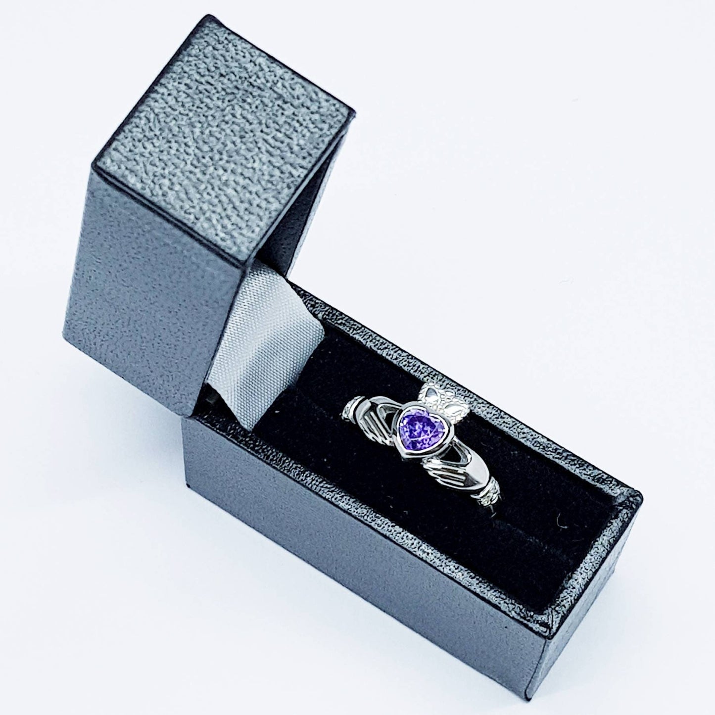 Amethyst Sterling Silver Claddagh Ring
