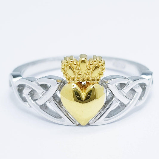 Sterling Silver Claddagh ring, Celtic Knot Claddagh Ring