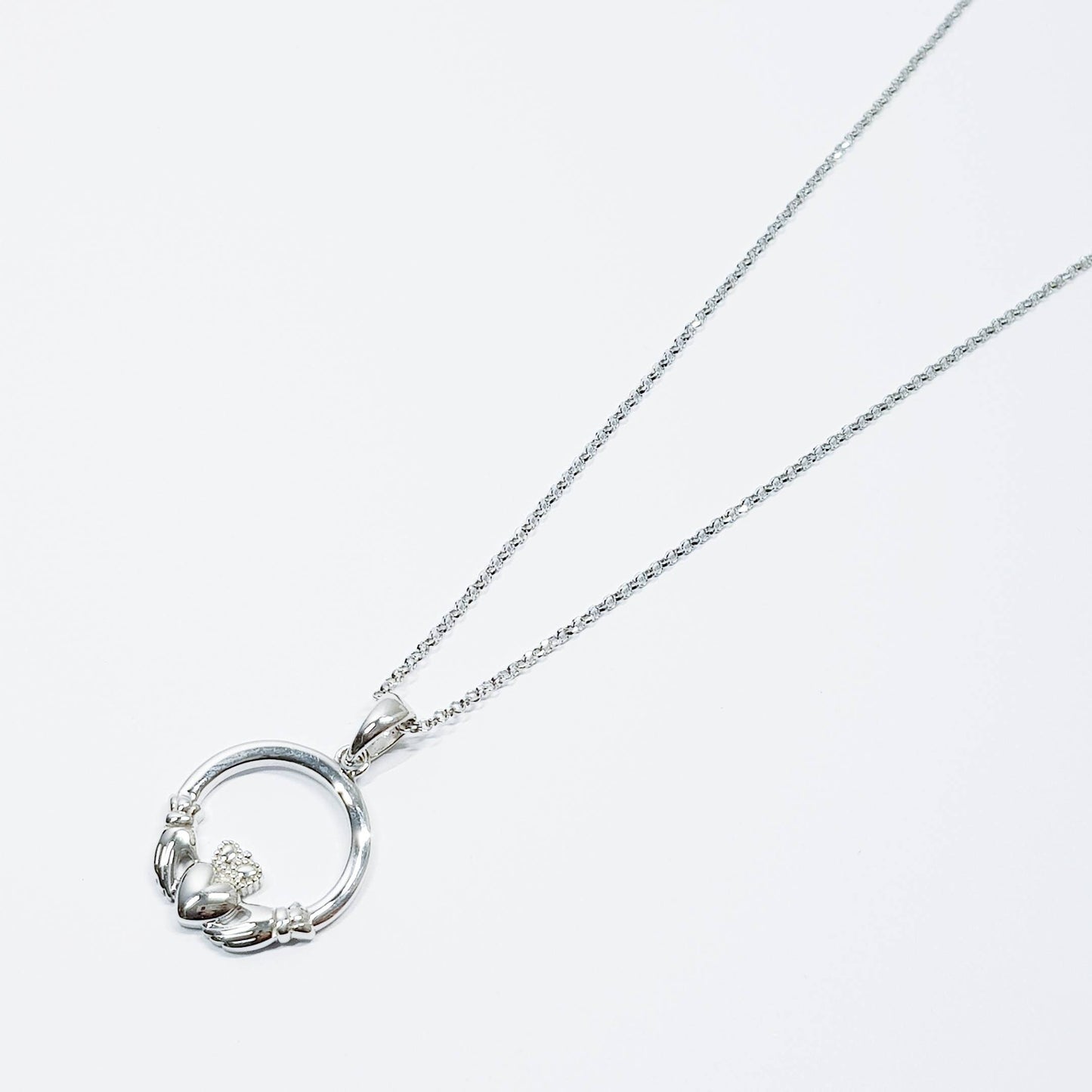 Sterling silver Claddagh pendant, claddagh necklace made in Ireland