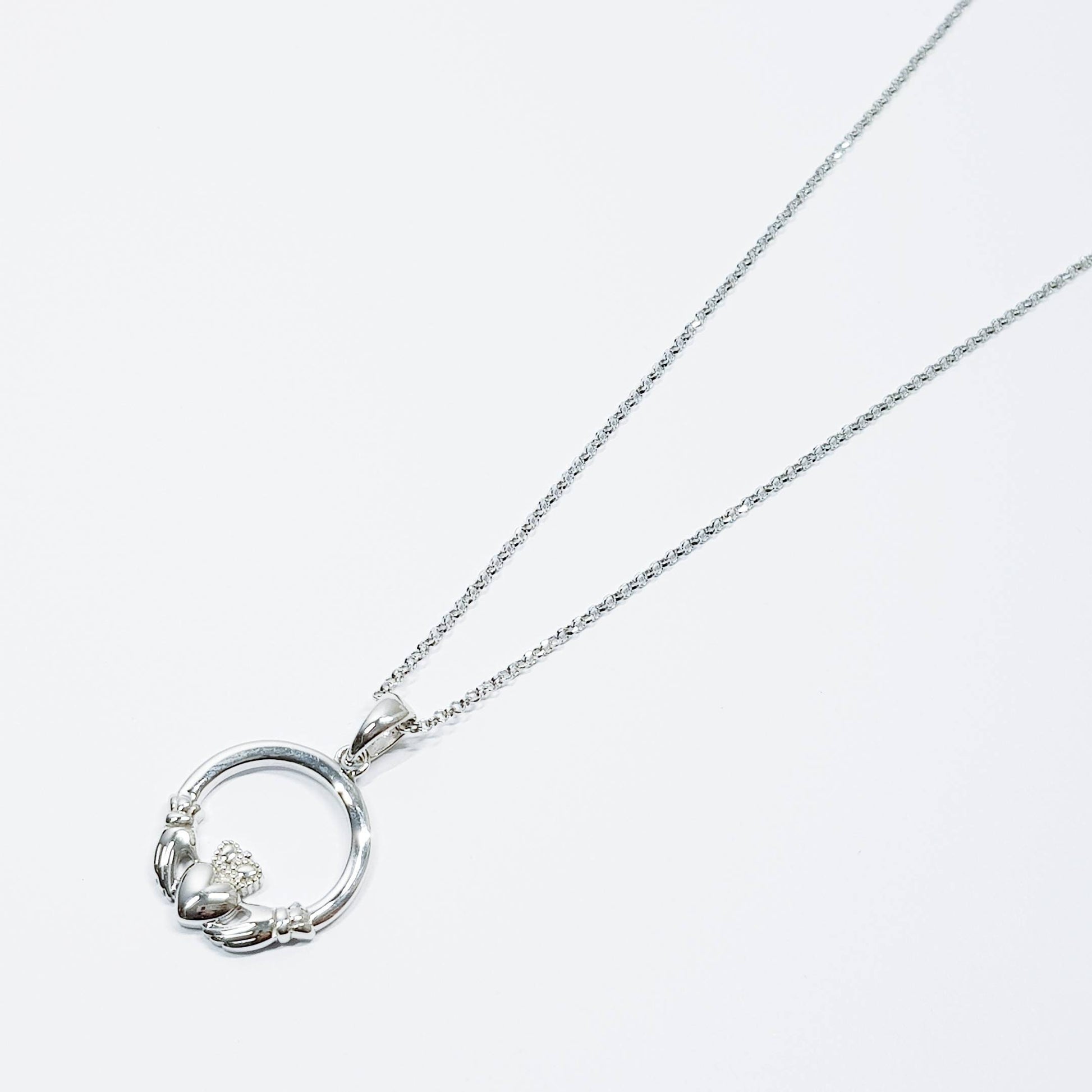 Sterling silver Claddagh pendant, claddagh necklace made in Ireland