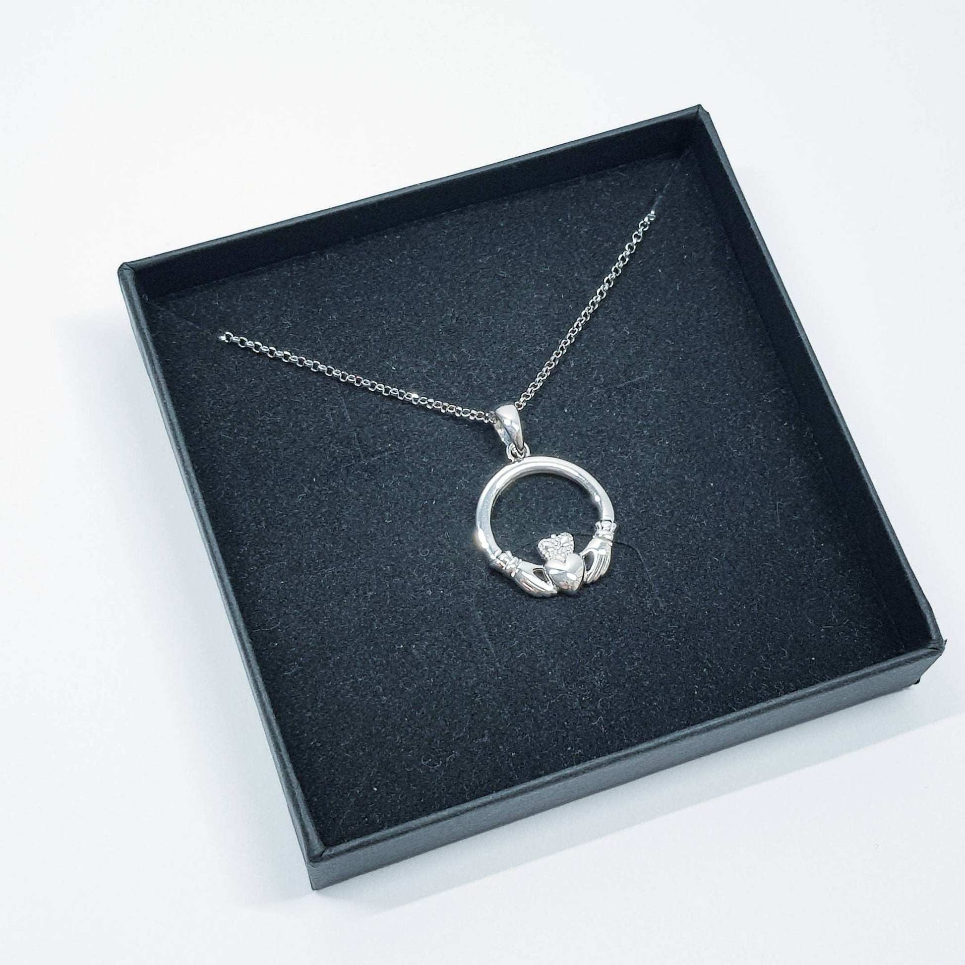 Sterling silver Claddagh pendant, claddagh necklace made in Ireland