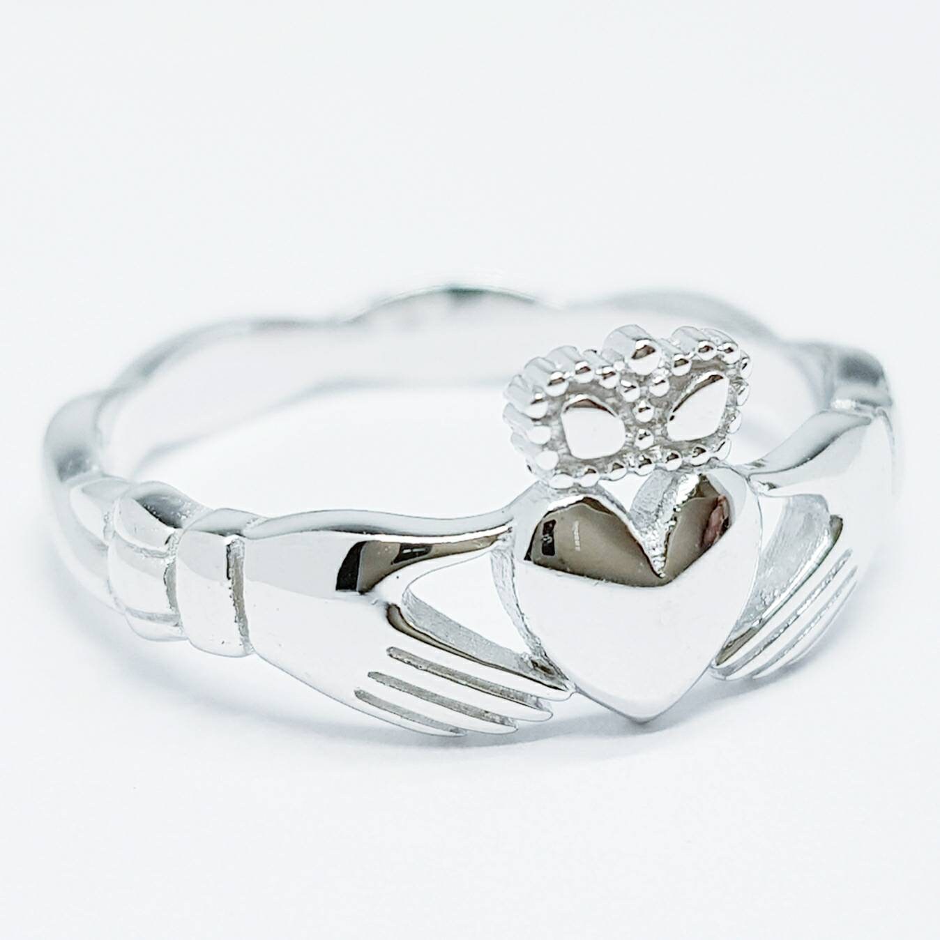 Sterling Silver Celtic Twist Band Claddagh Ring