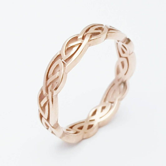Dainty Rose gold celtic knot ring, fine celtic knot ring