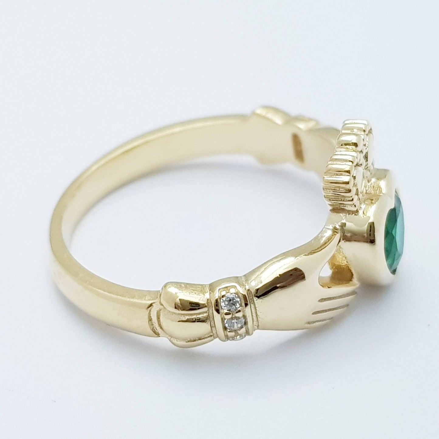 Emerald Gold-Plated (Sterling Silver) Claddagh Ring