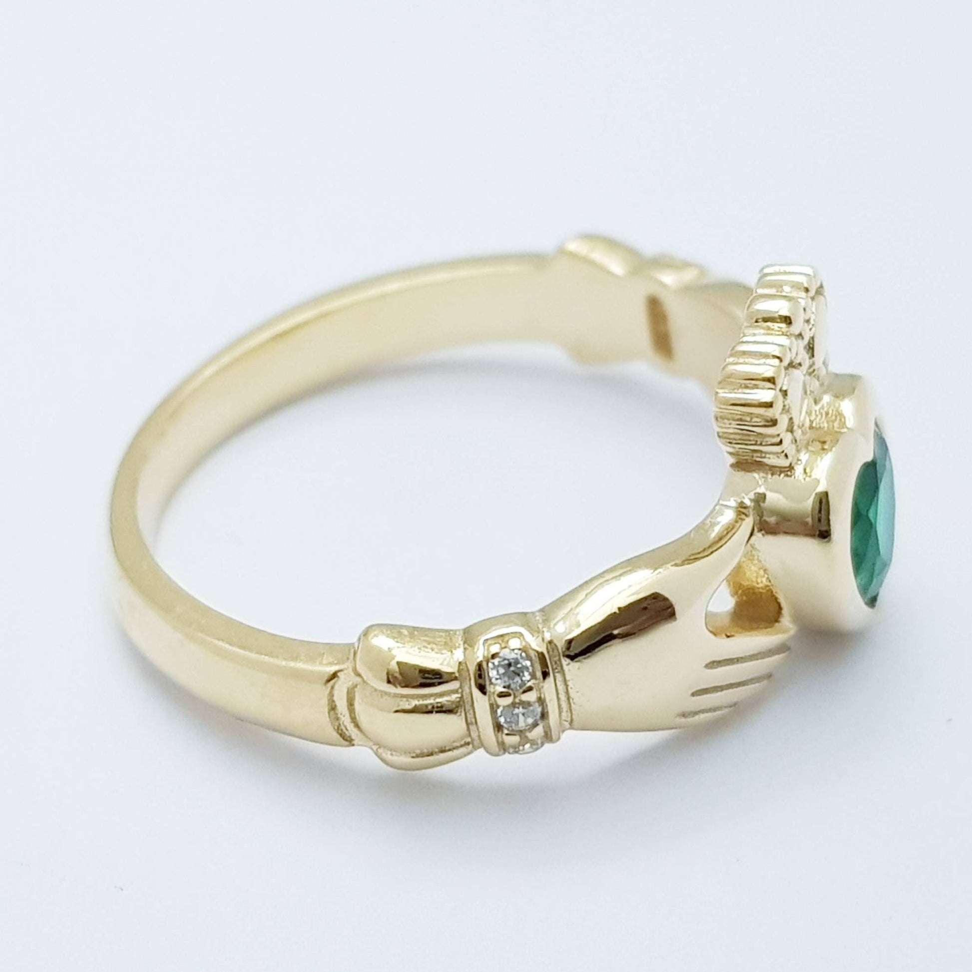 Emerald Gold-Plated (Sterling Silver) Claddagh Ring