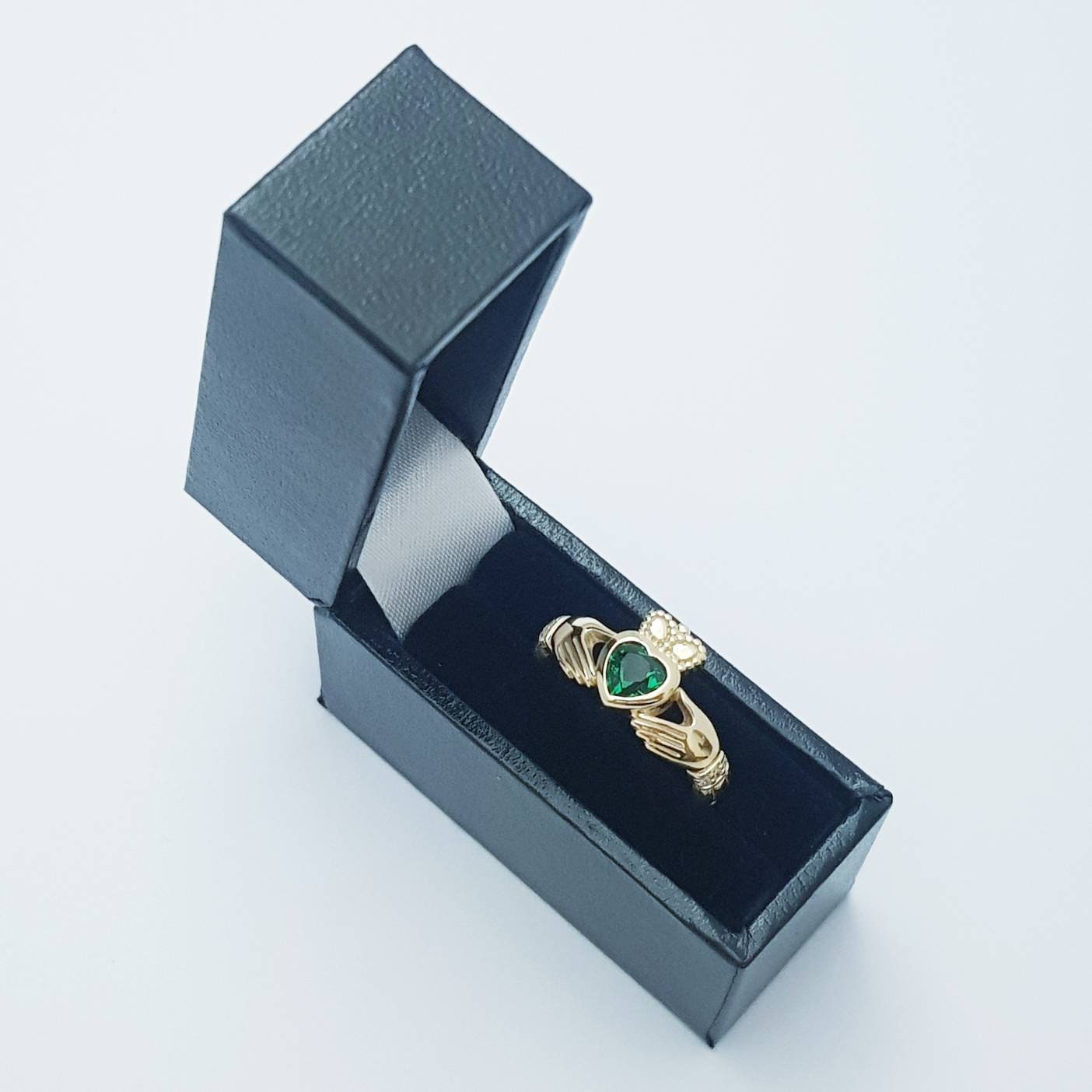 Emerald Gold-Plated (Sterling Silver) Claddagh Ring