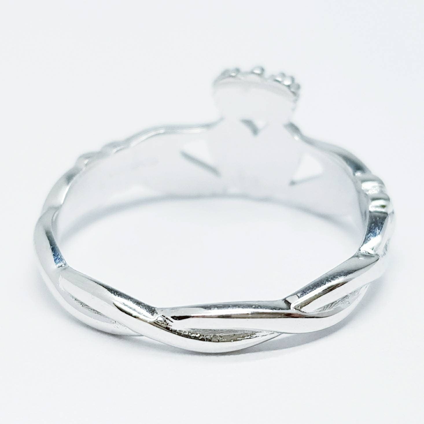 Sterling Silver Celtic Twist Band Claddagh Ring