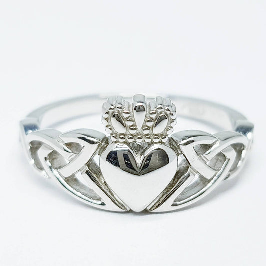 Sterling Silver Claddagh Ring with Celtic Knots