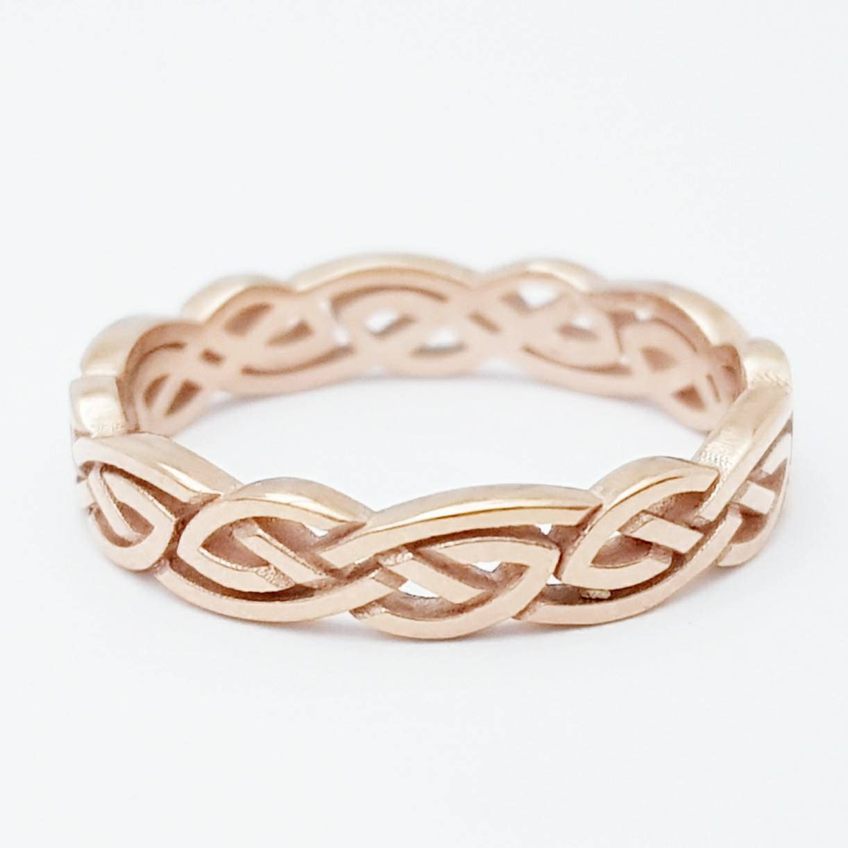 Dainty Rose gold celtic knot ring, fine celtic knot ring