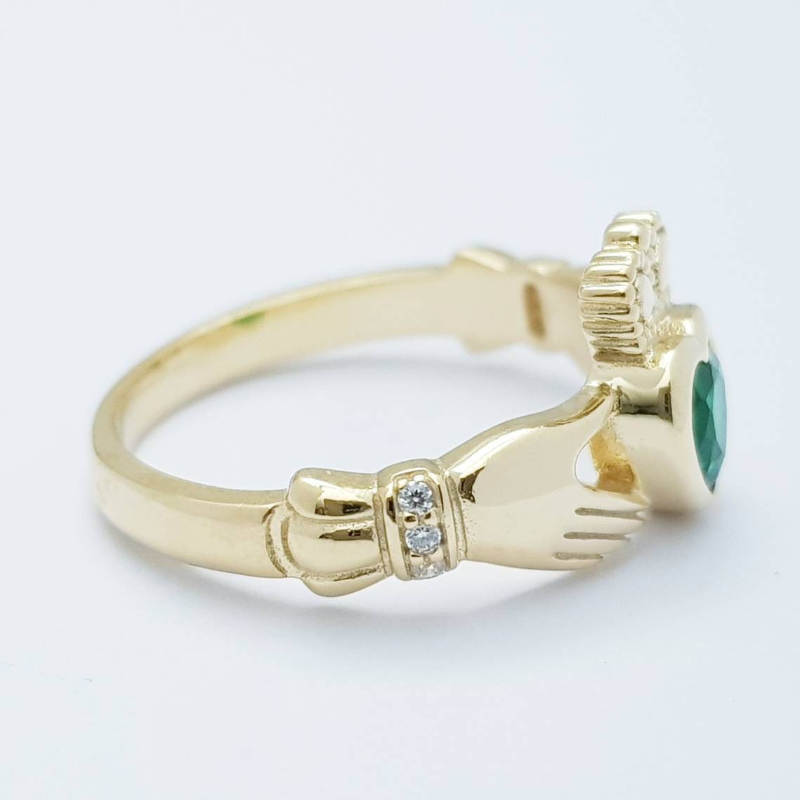 Emerald Gold-Plated (Sterling Silver) Claddagh Ring