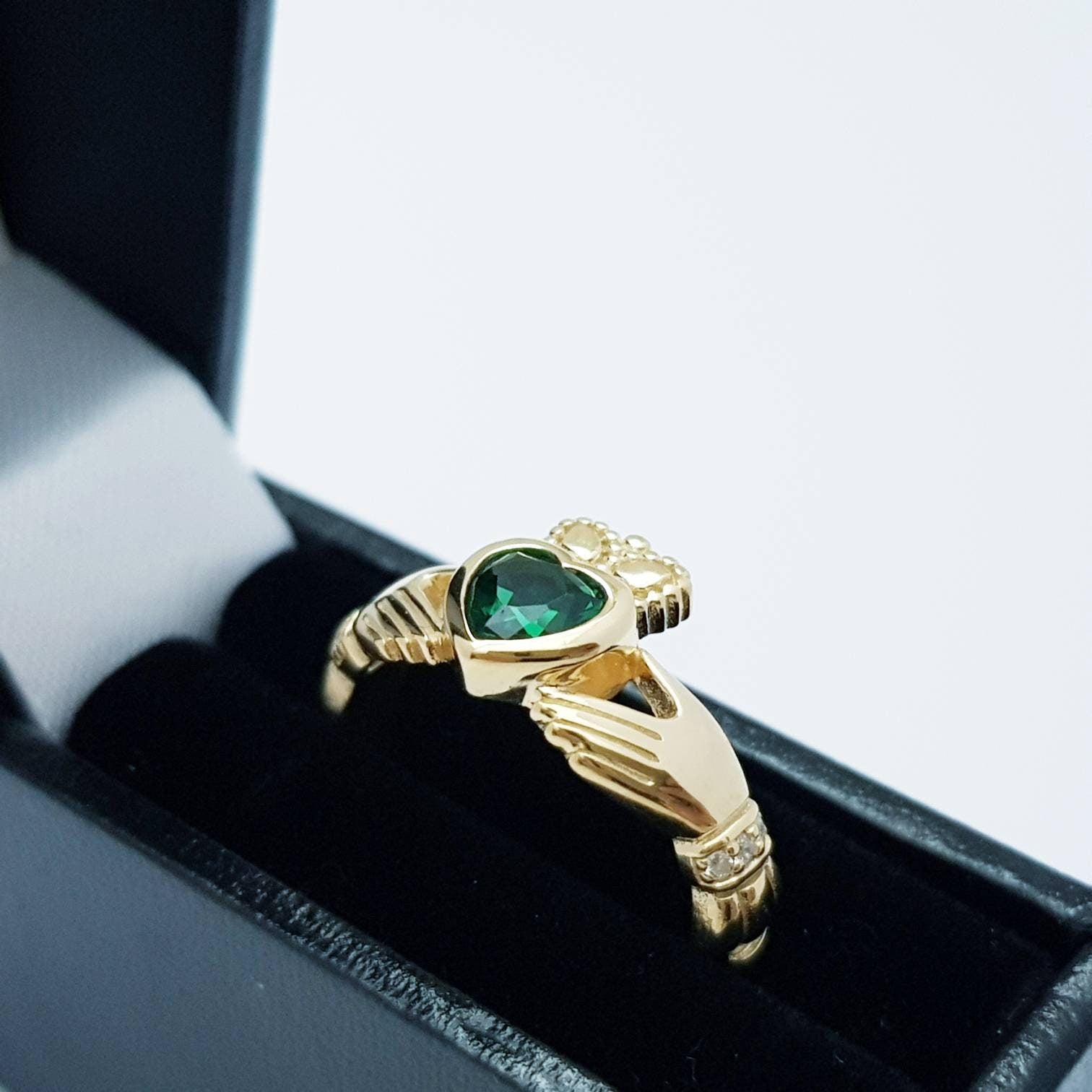 Emerald Gold-Plated (Sterling Silver) Claddagh Ring