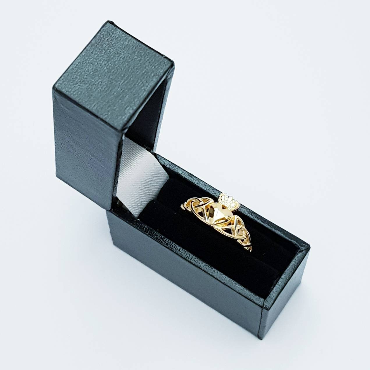 Gold-Plated (Sterling Silver) Claddagh Ring with Celt Knots